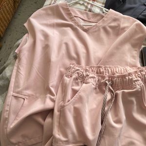 Light pink scrubs set (top and bottom)